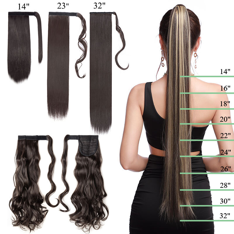 Long/Short Wrap Around Ponytail 100% Natural Clip in Pony Tail Hair Extensions