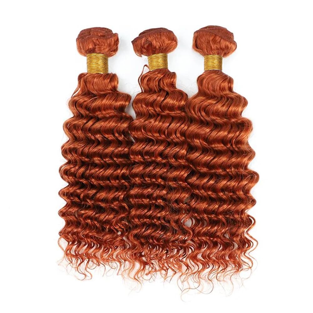 Qeuope Burnt Orange Deep Curly Wet And Wavy Bundles Human Hair Color 350 Ginger
