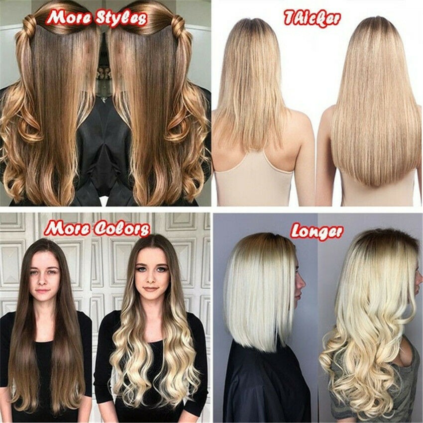 Double Weft Clip In Real Remy Human Hair Extensions Full Head Thick for Women