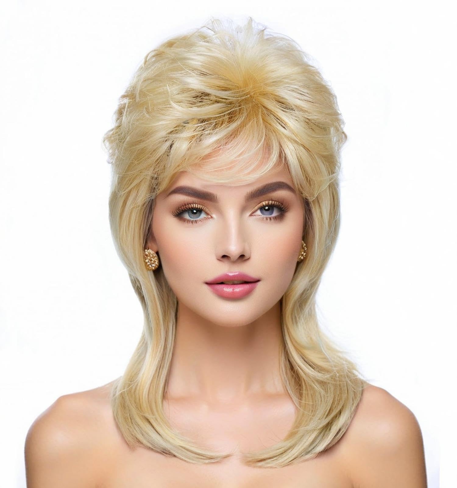 Mullet Wig for Women, Light Blonde, 80S 90S Costume Party Accessory
