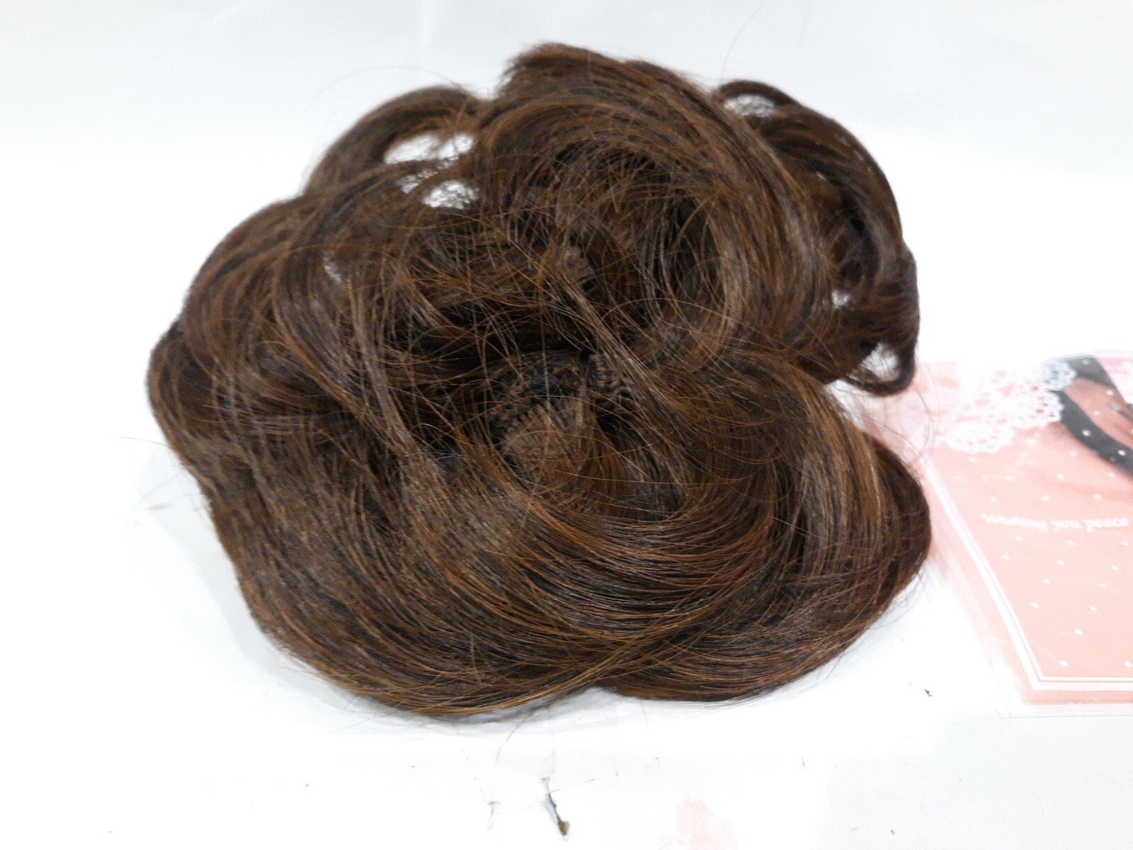 Messy Bun Hair Piece Scrunchie Hair Extensions Brown with hair pins updo
