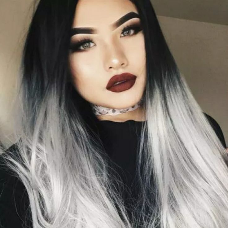 Long Straight Black Grey Ombre Synthetic Wig Heat Safe Pasrty Cos Fashion Wig