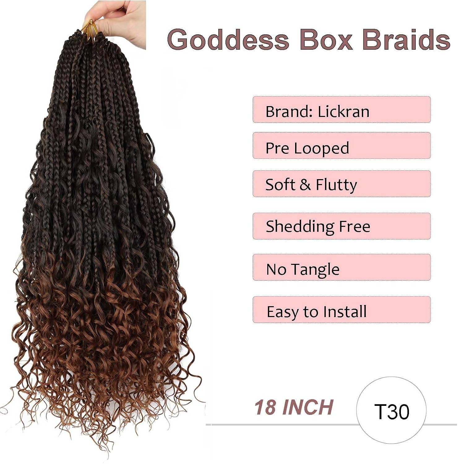 18 Inch Goddess Box Braids Crochet Hair 8 Packs Crochet Hair for Black Women Boh
