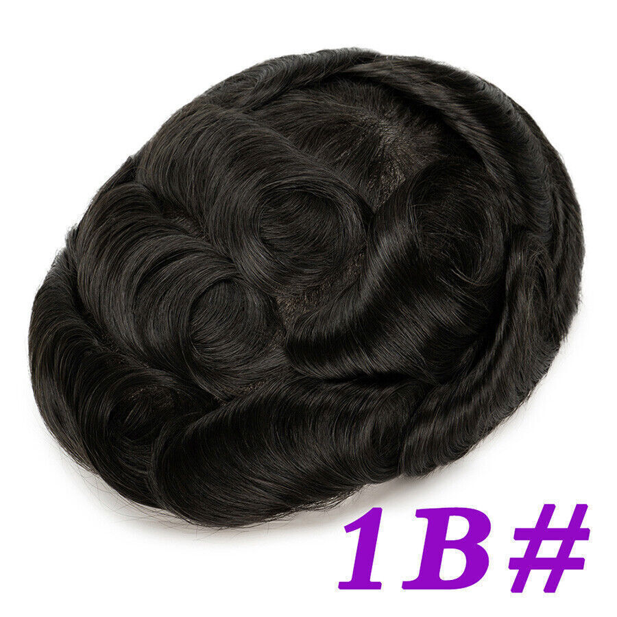 Mono NPU Men Toupee Durable Strong Knot Human Hair Replacement System Hairpiece