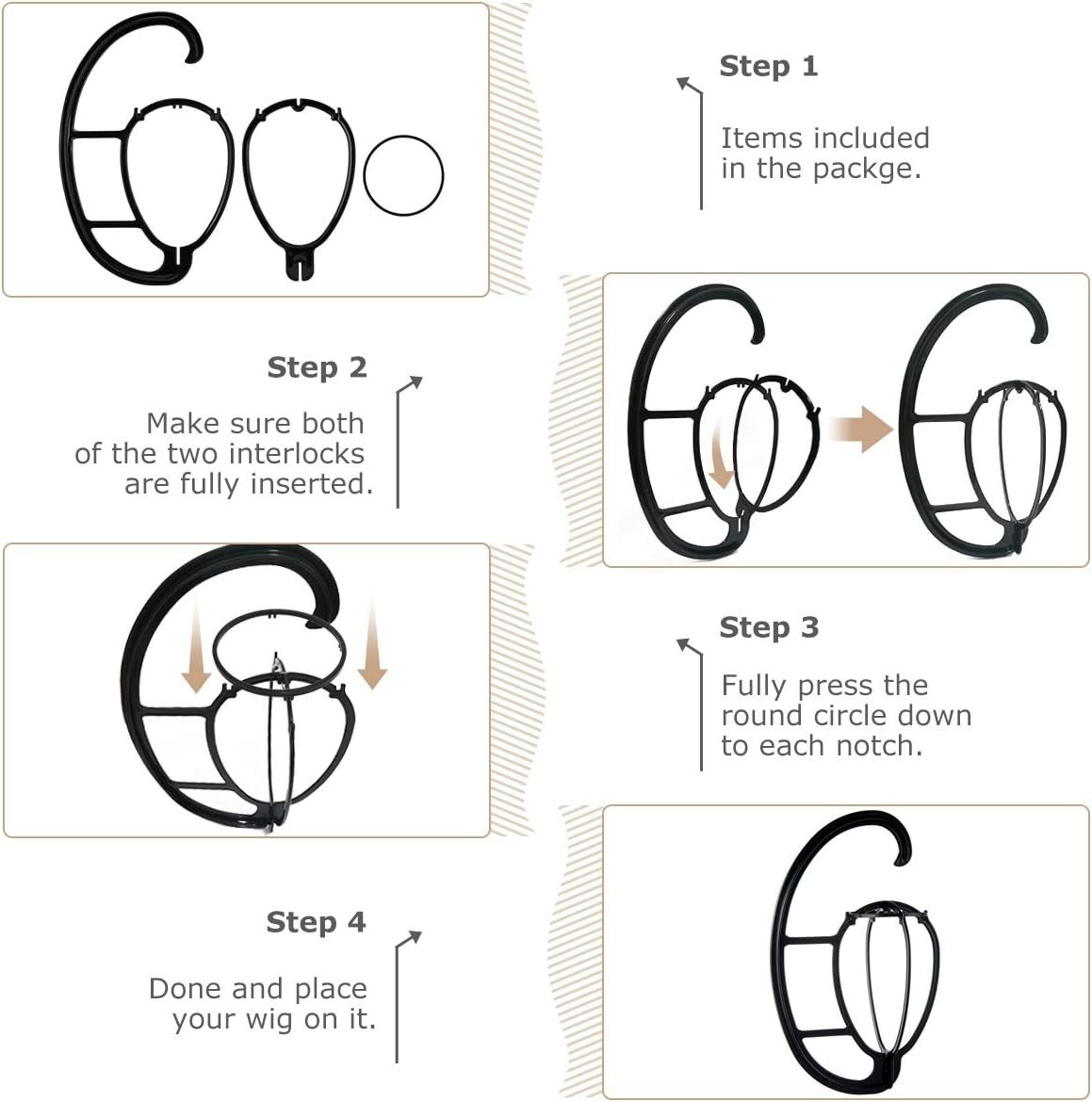 Hanging Wig Stand Set of 4 – Space-Saving Holder for Wigs & Accessories