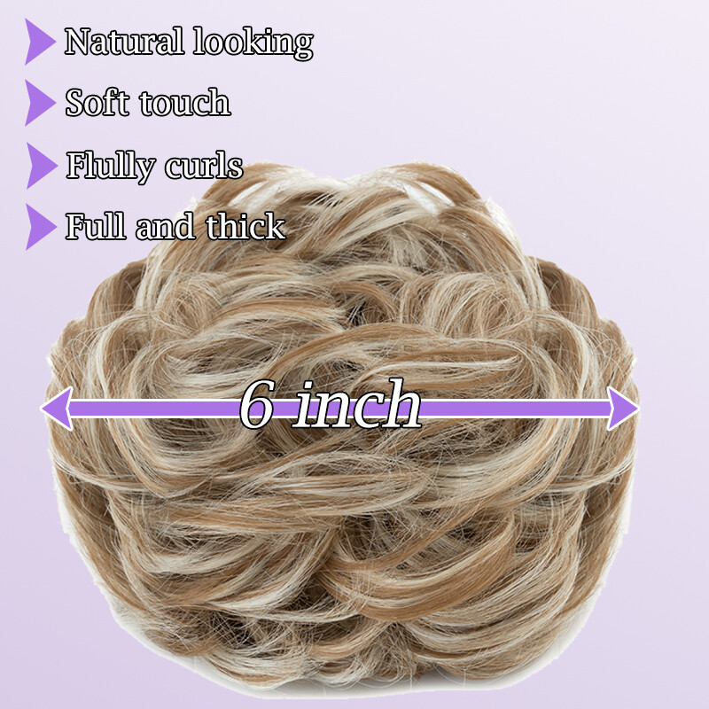 Highlight Curly Messy Bun Hair Piece Scrunchie Updo Claw Clip In Hair Extension