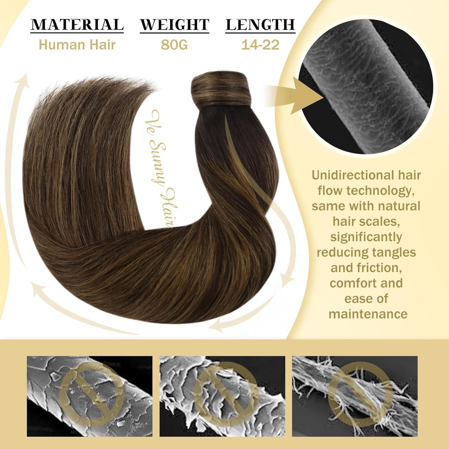 Sunny Hair PONYTAIL 16in Dark Brown Balayage Chestnut Brown Hair Extensions