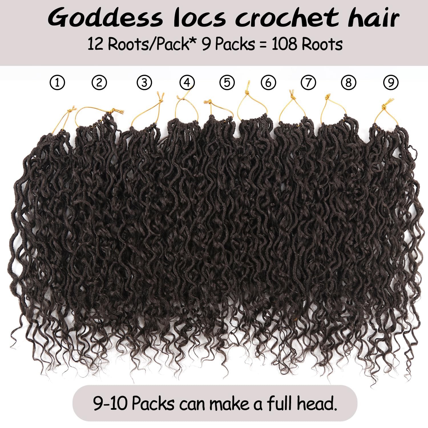 Goddess Locs Crochet Hairvemet 14 Inch 9 Packs Synthetic Faux Locs Crochet