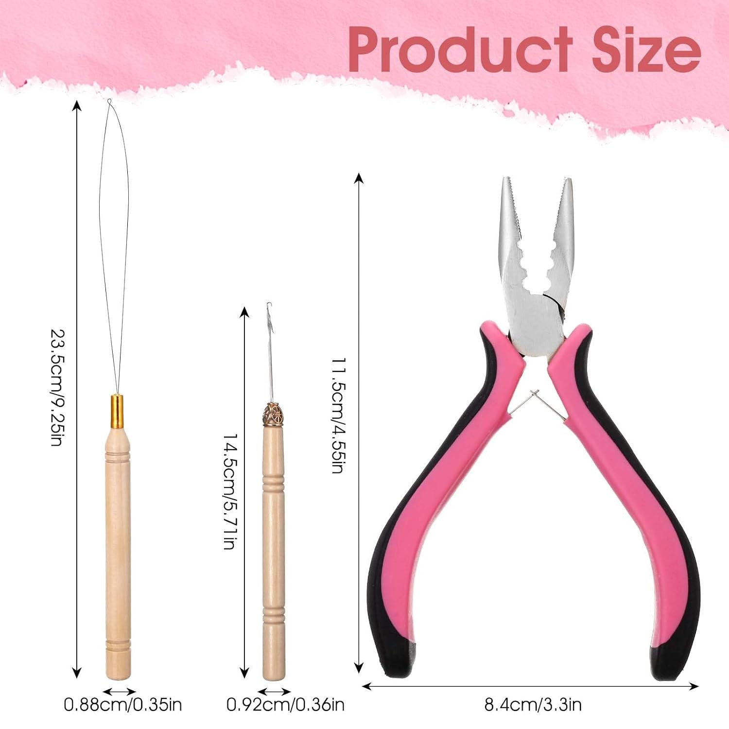 Hair Extension Tools Kit, 3 Pcs Microlinks Beads Tools Pliers Loop Needle