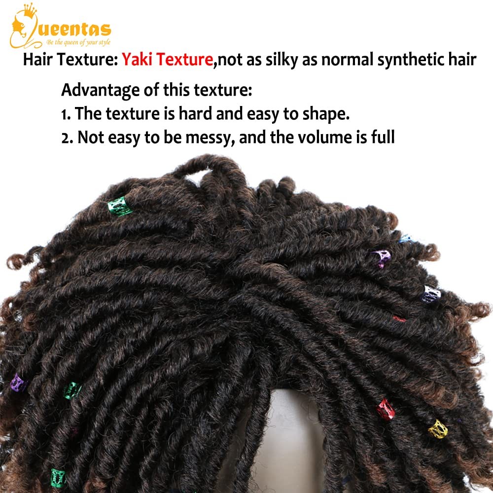 QUEENTAS Dreadlock Wigs for Black Women and Men Short Curly 12 Inch,