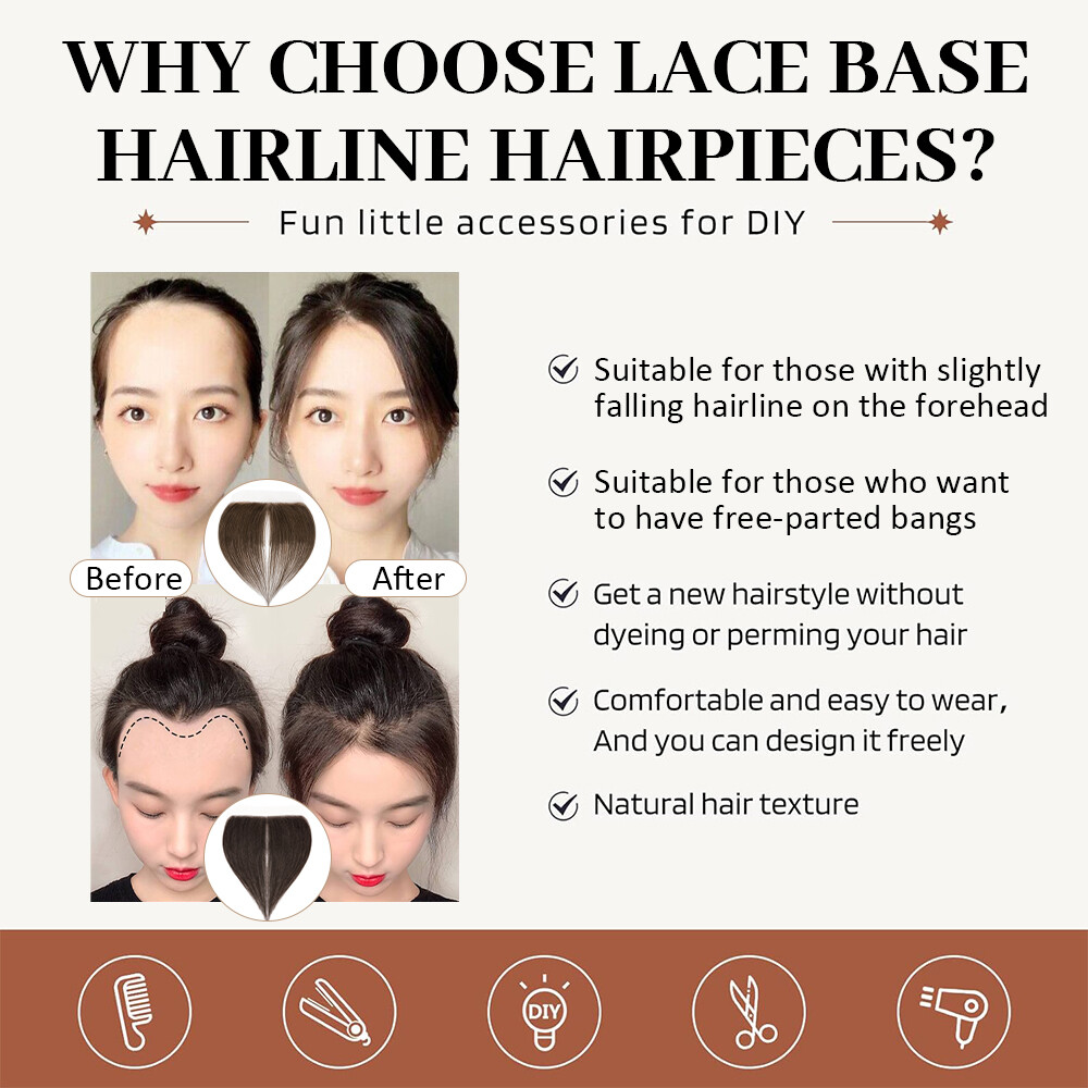 Free Part Full Lace Hairpiece Topper Human Hair Piece Patch 0.75″x6.25″ 1.5″x11″