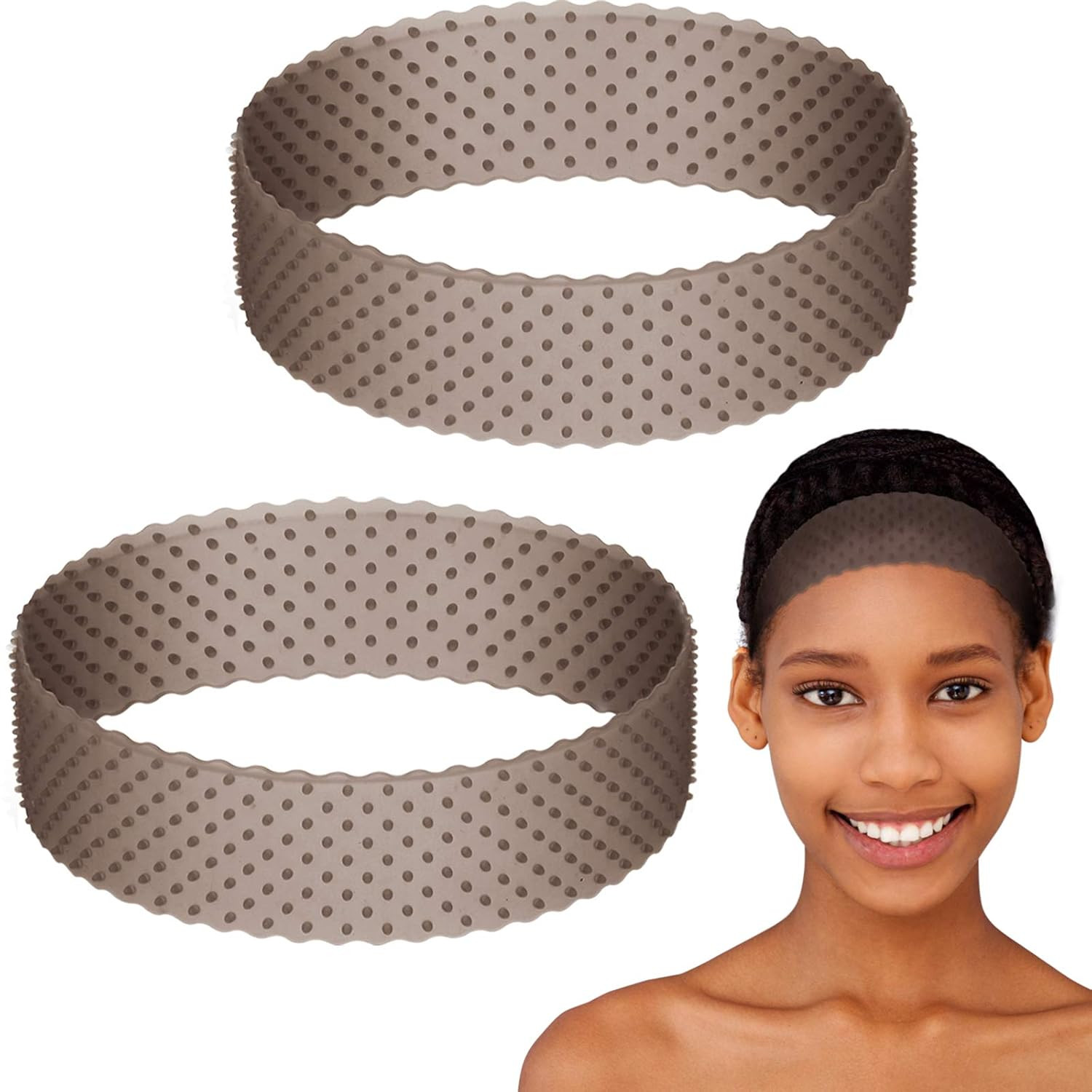 2 Pcs Silicone Wig Grip Band Snatch Proof Wig Band No Slip Silicone Headband Bul