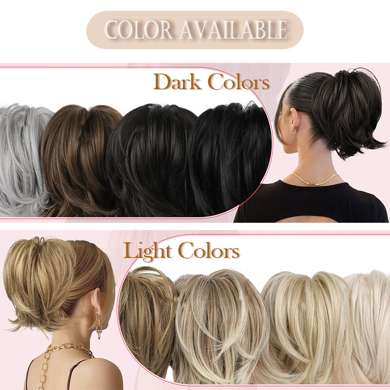 Bendable Claw Clip Ponytail Messy Bun Hair Piece Short Updo Extensions Natural
