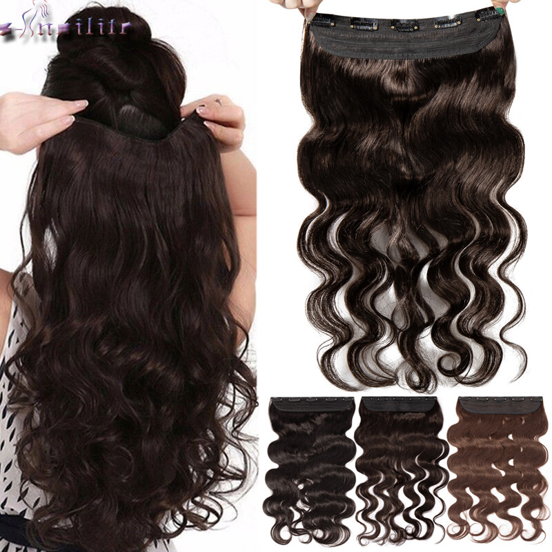 8″-24″ Body Wave One Piece Thick Clip In Real Human Hair Extension 3/4 Full Head