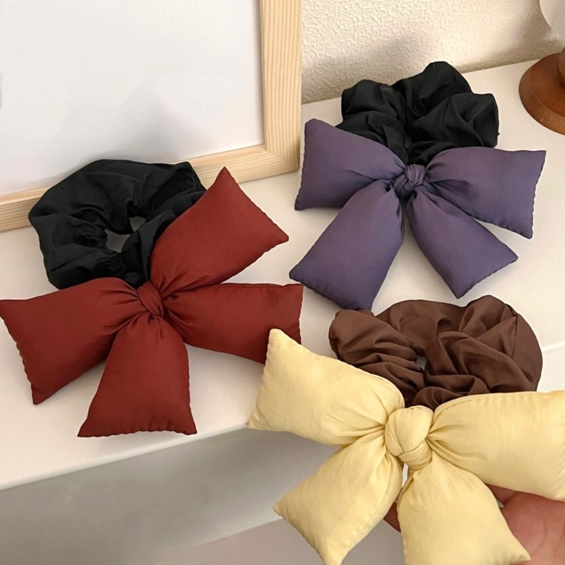 Hair Bun Scrunchy Headpiece Fabric Bowknot Hair Tie Lady Elegant Headdress