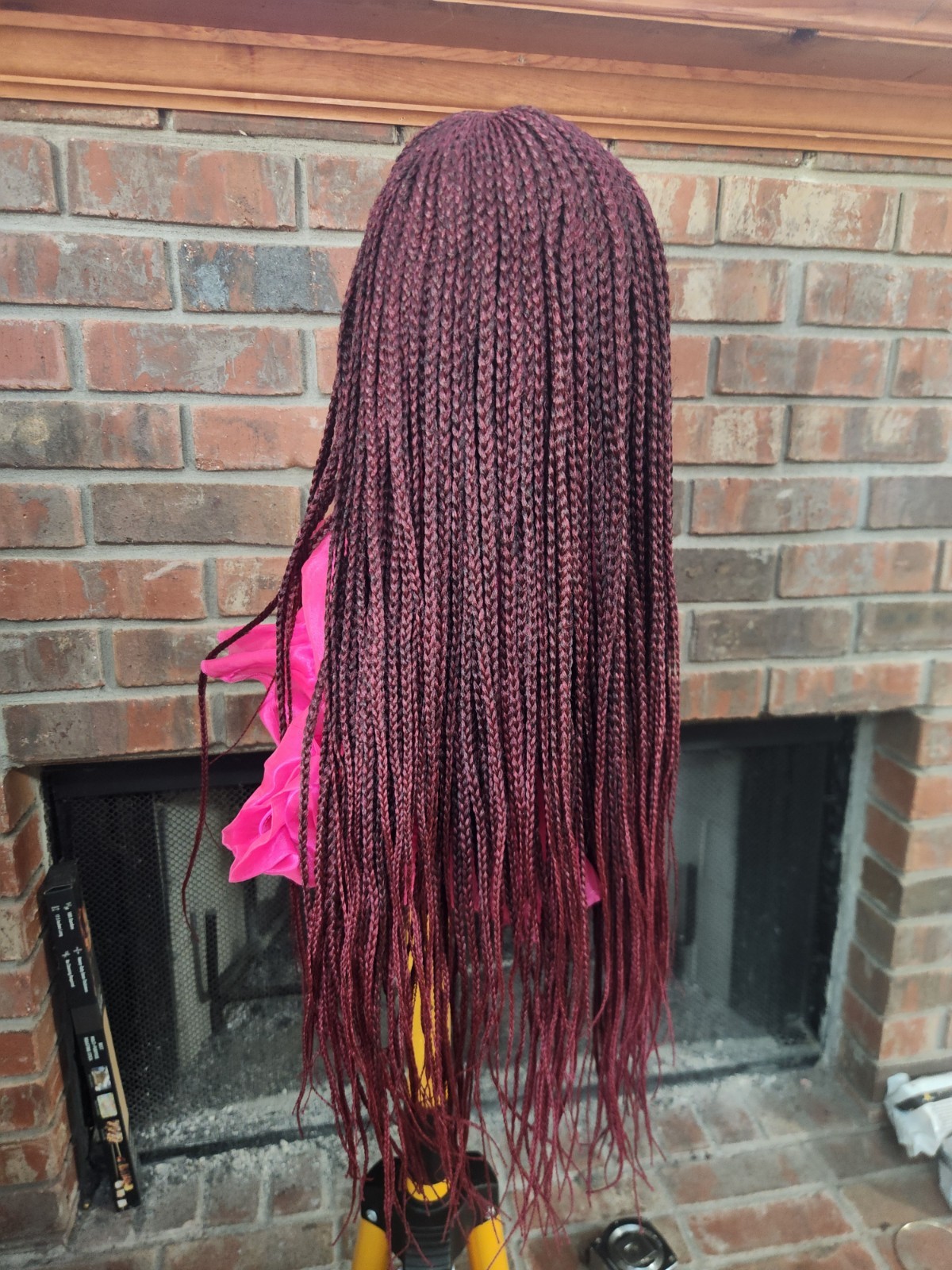 Burgundy Braided Lace Front Wig Synthetic 28 in Middle Part One Size Women