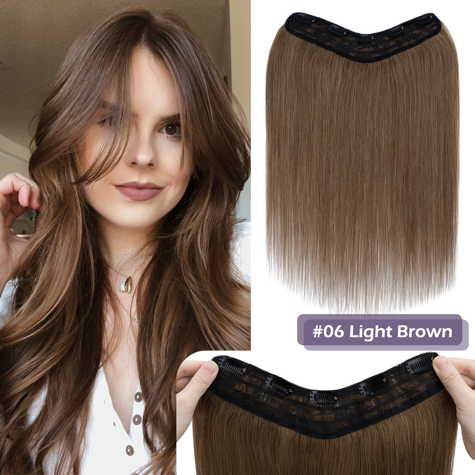 V Shape One Piece THICK Clip in 100% Real Remy Human Hair Extensions Head U Weft