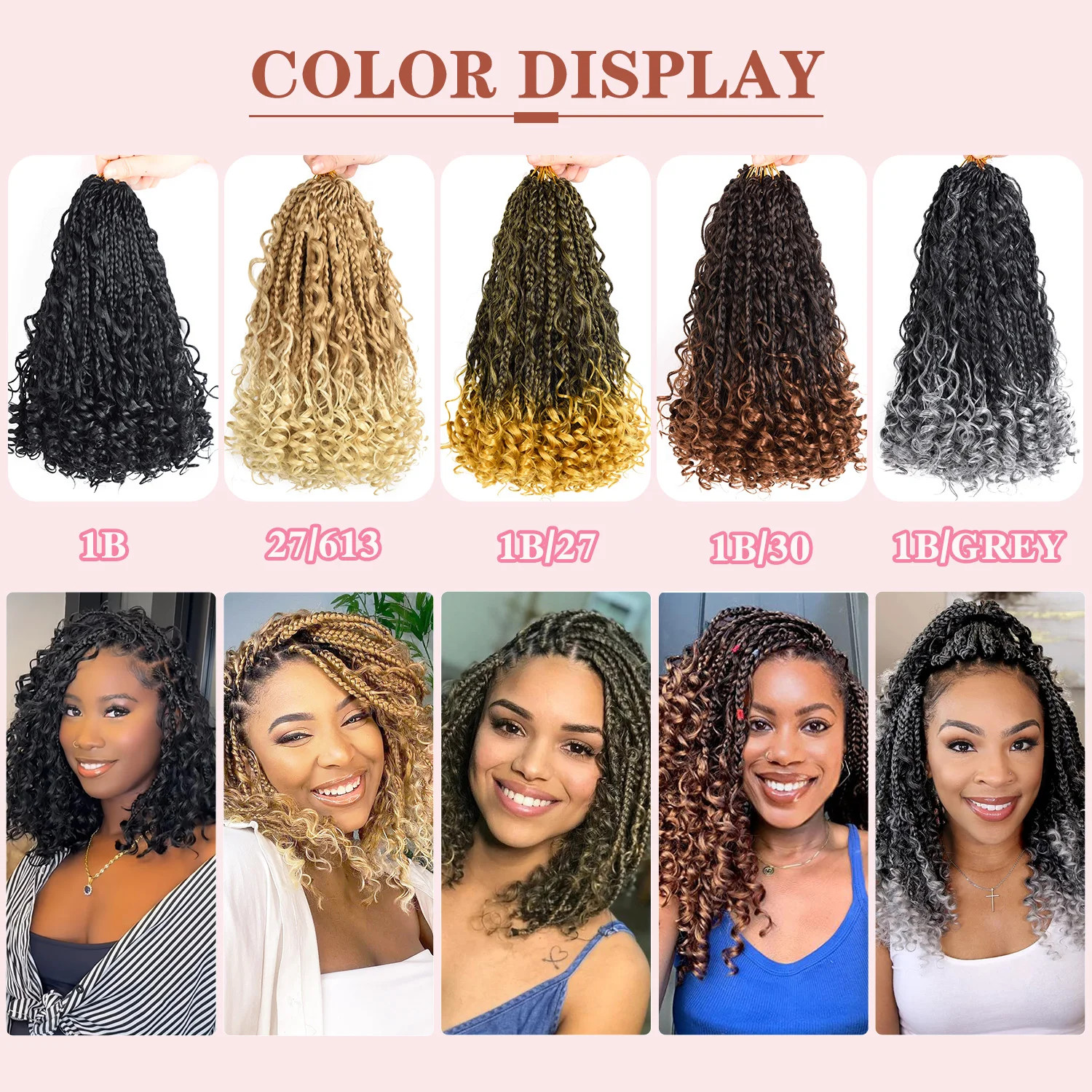 Goddess Box Braids Crochet Hair 12 Inch Curl Ends Hair Extensions For Women