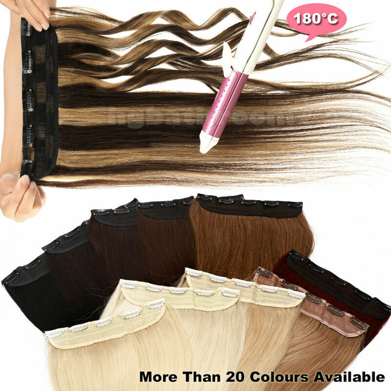 One Piece Clip In 100% Remy Human Hair Extensions Highlight Thick 3/4 Full Head1