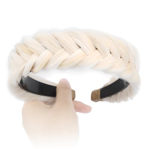 Wide Messy Braided Headband With Teeth Synthetic Hair Plaited Headband High