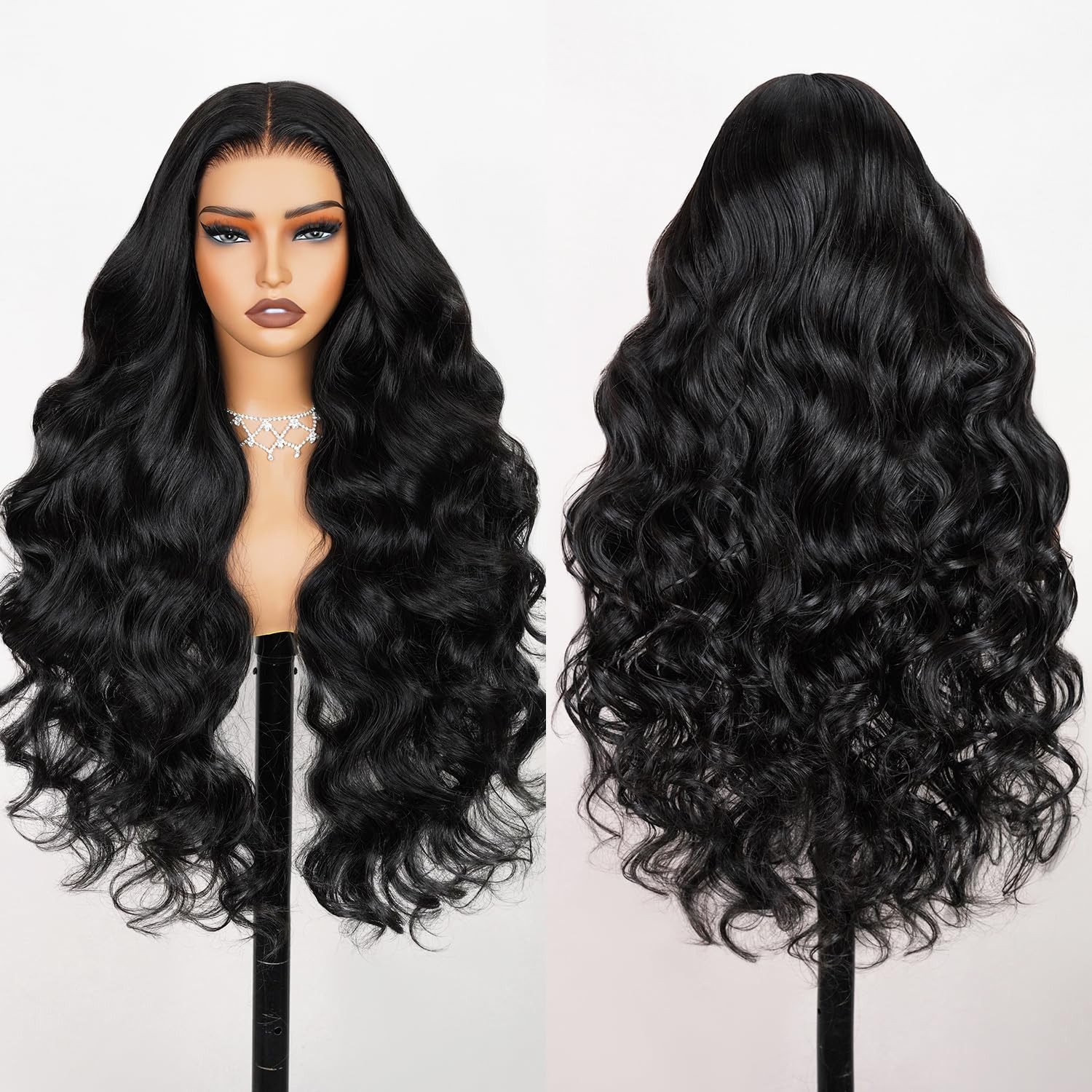Teslal Black Pre Cut Lace Wear And Go Body Wave 6X6 Hd Lace Wigs 260 Density