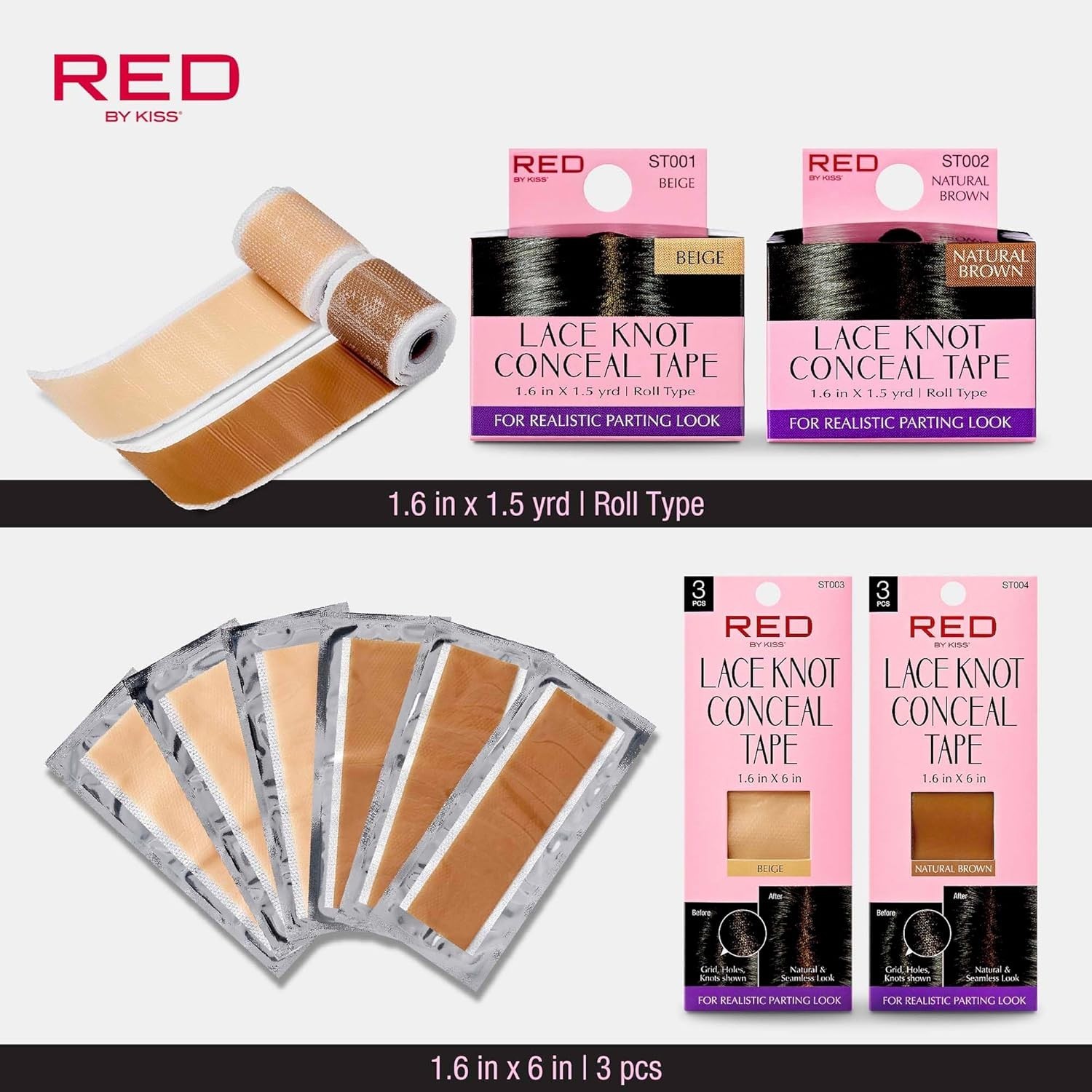 Reusable Sweat-Resistant Silicone Wig Tape for Lace Knots Beige 3 Pieces