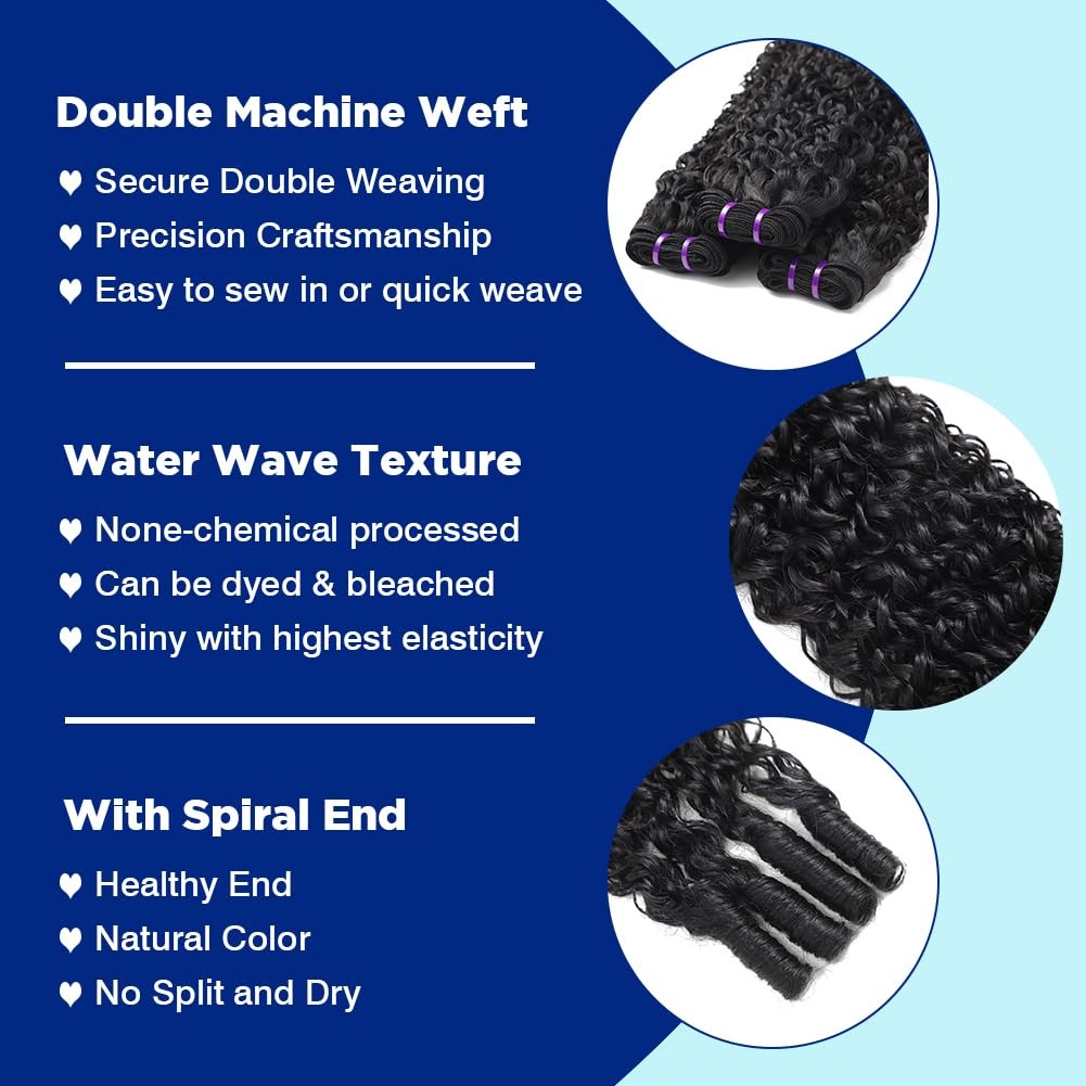 Younsolo Burmese Curly 4 Bundles Human Hair 16 18 20 22 Inch 12A Virgin Water