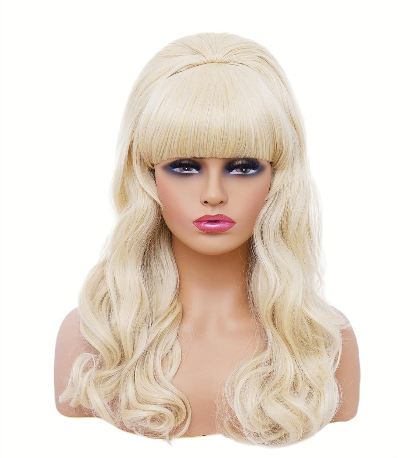 Long Wavy Wigs with Big Bouffant Blonde 80s Costume Classical Wig with Bangs
