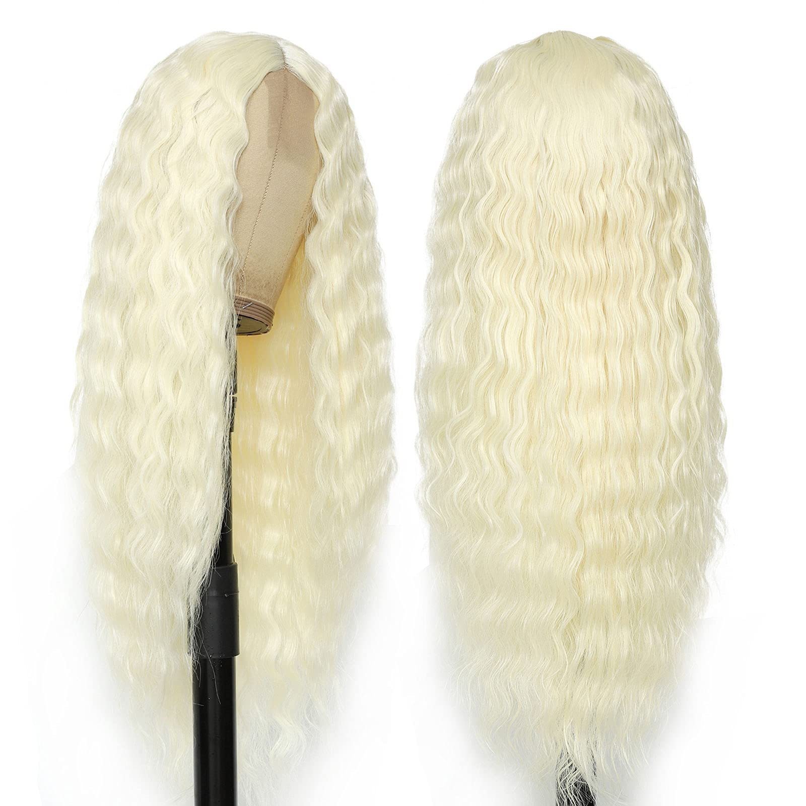Black Middle Part Deep Wave Small Lace Wig Synthetic Water Wave Wig For Fashion