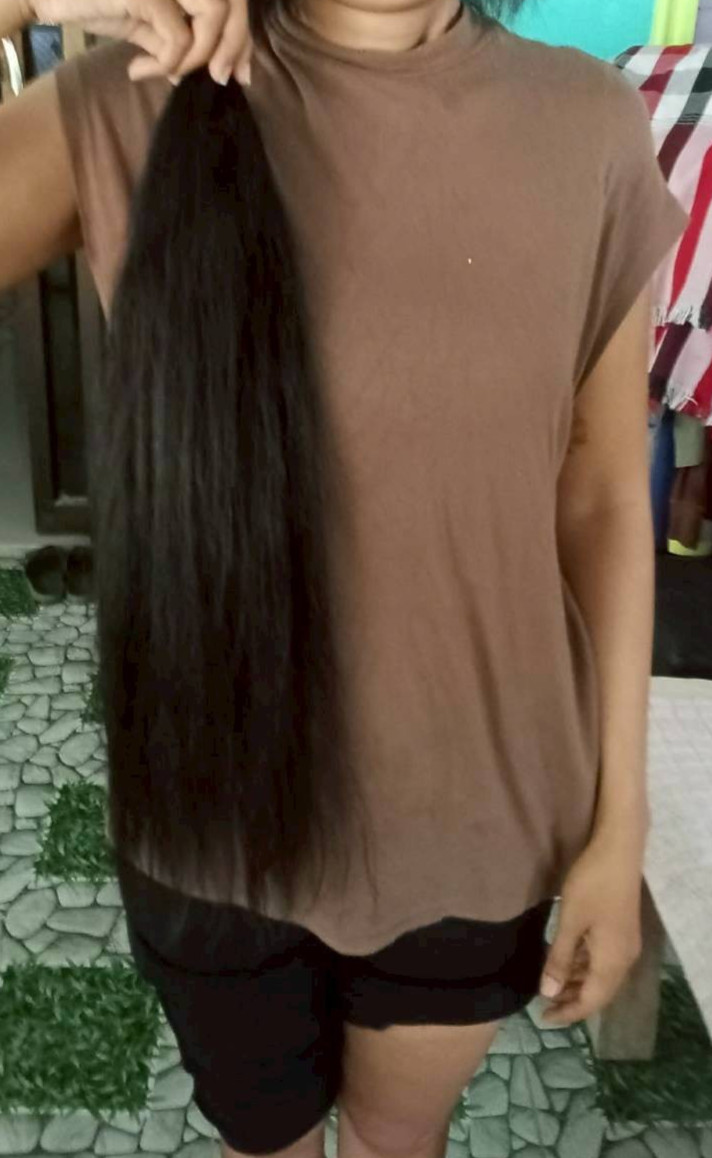 1550 Raw Human Hair Ponytail Natural Black Straight 22 Inch 70g Unprocessed