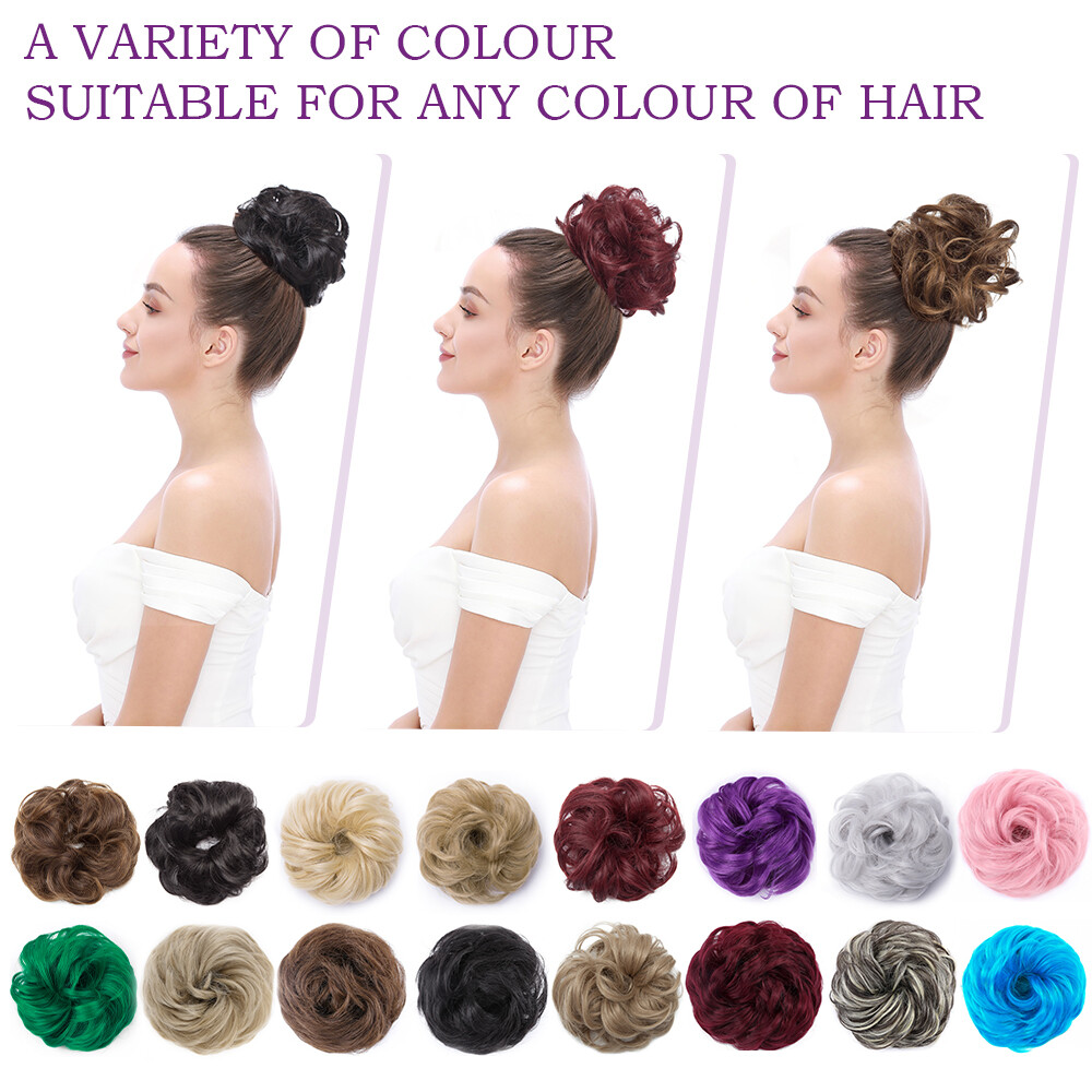 Curly Messy Bun Hair Piece Scrunchie Natural Updo Extensions Real as human THICK