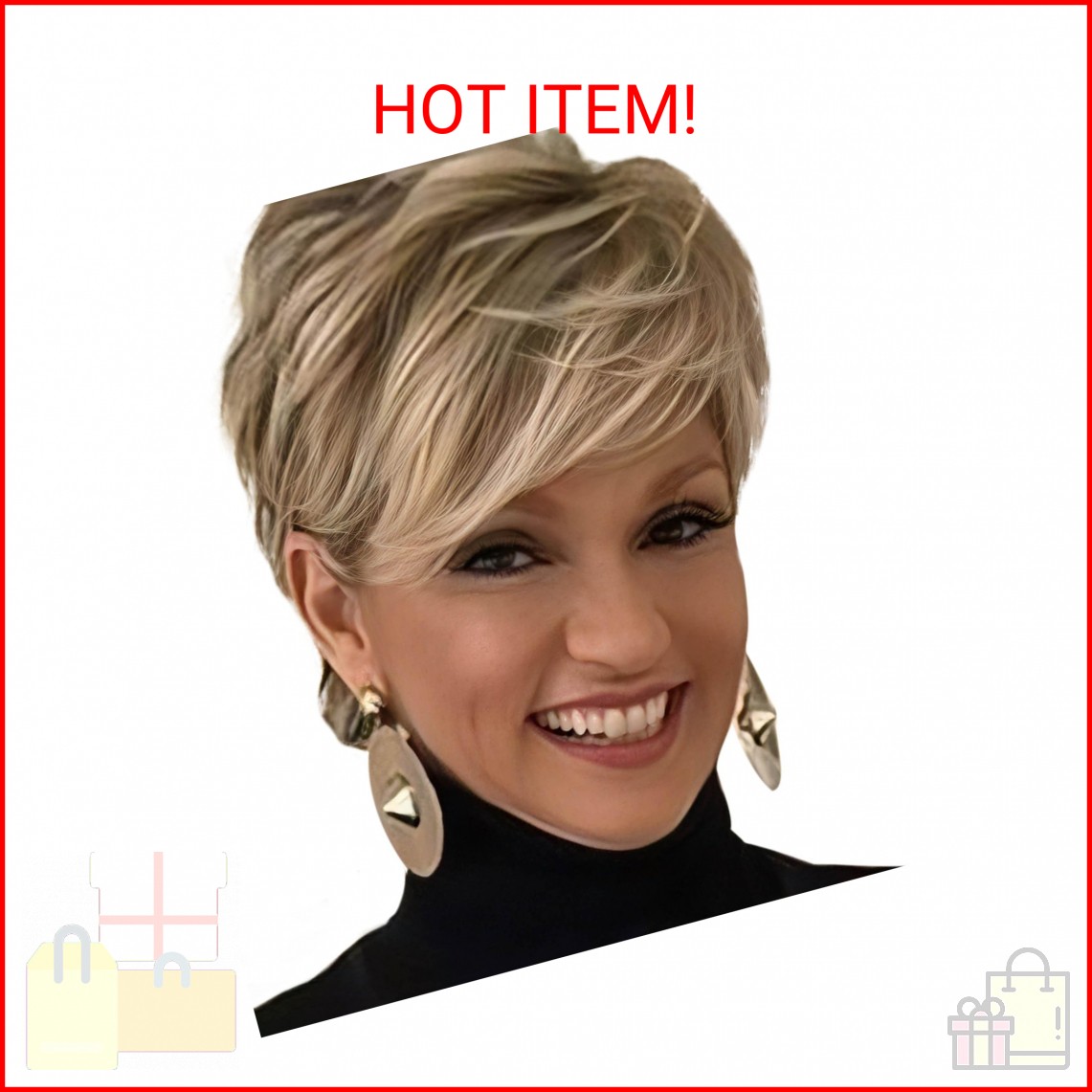 QUEENTAS Pixie Layered Short Blonde Wigs for White Women Black Women Synthetic H