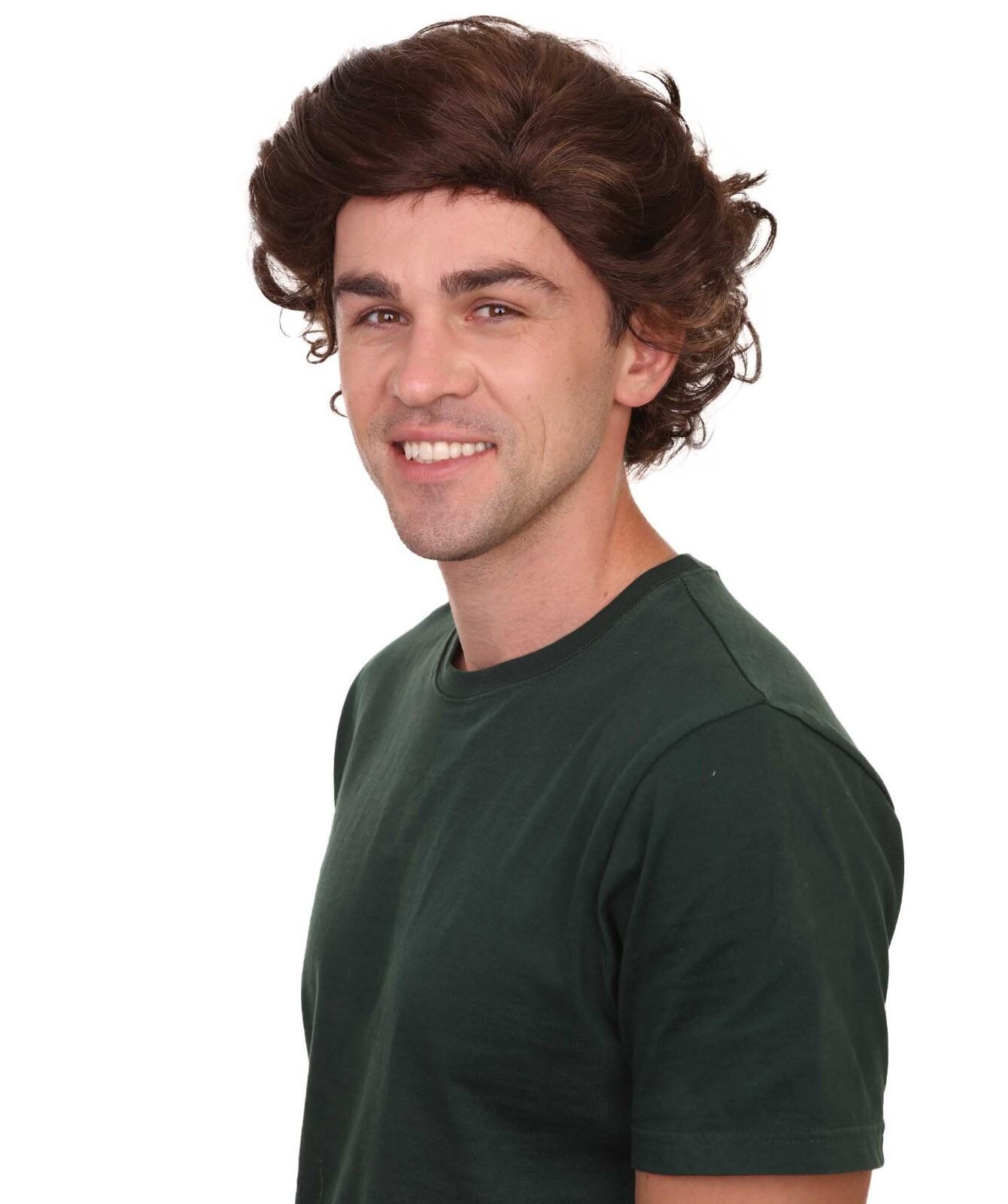 Curly Brown Mens Cosplay Halloween Wig | Premium Breathable Capless Cap HM-321