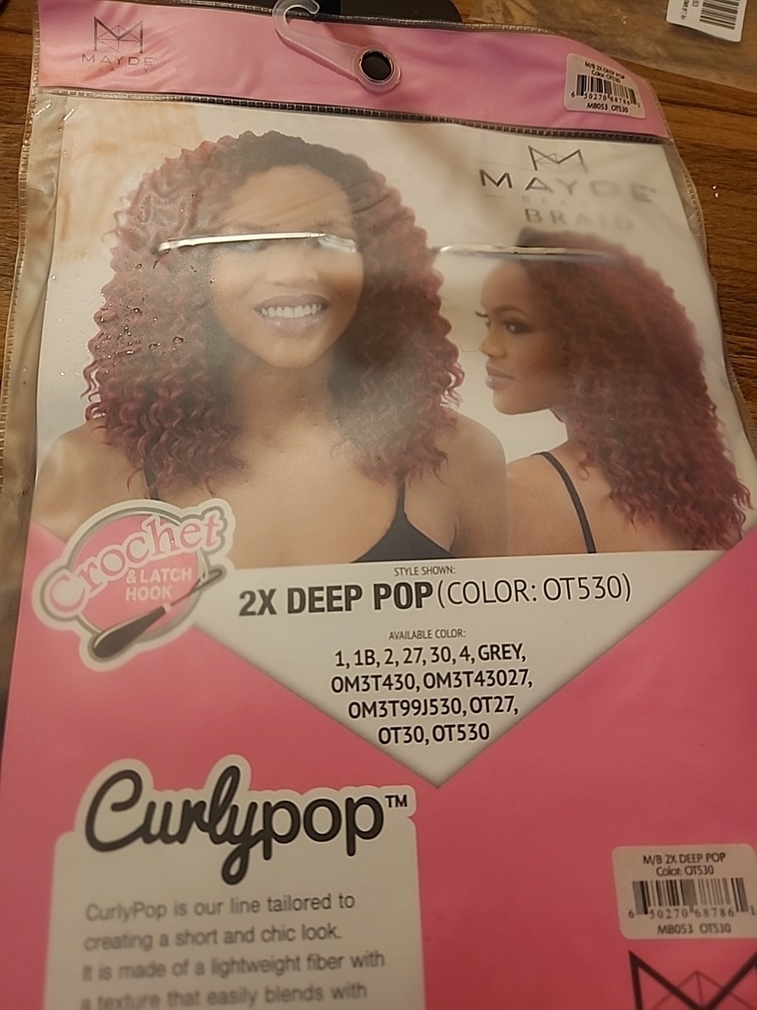 Mayde Beauty Crochet Hair 1 Pack Of Curly Deep Pop Color OT530 Synthetic Hair