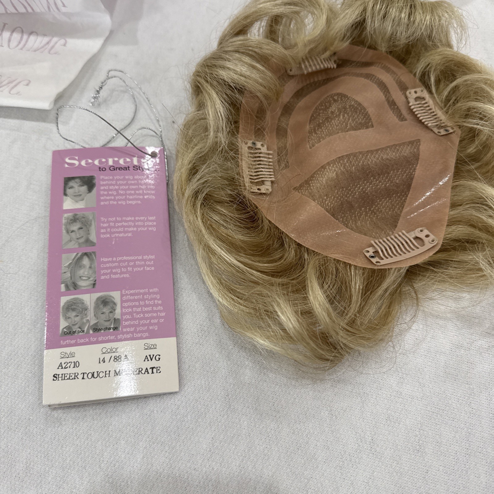 PAULA YOUNG SHEER TOUCH MODERATE A2710 TOPPER COLOR 14/88A WIGLET GOLDEN WHEAT