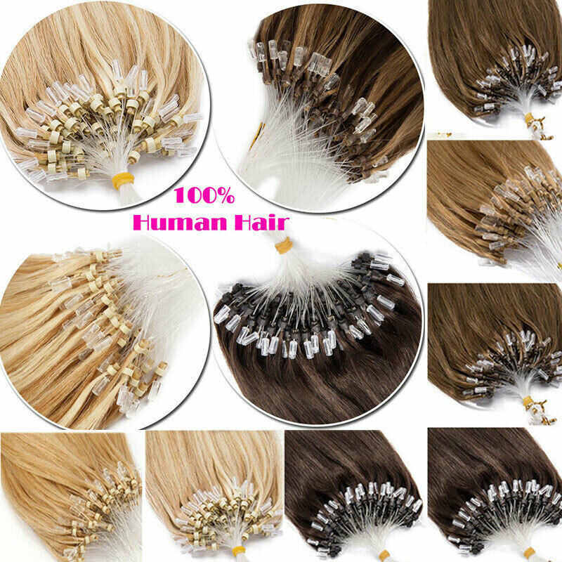 Micro Link Hair Extensions Loop Micro Ring Beads Tip Real Remy Human Hair16-26in