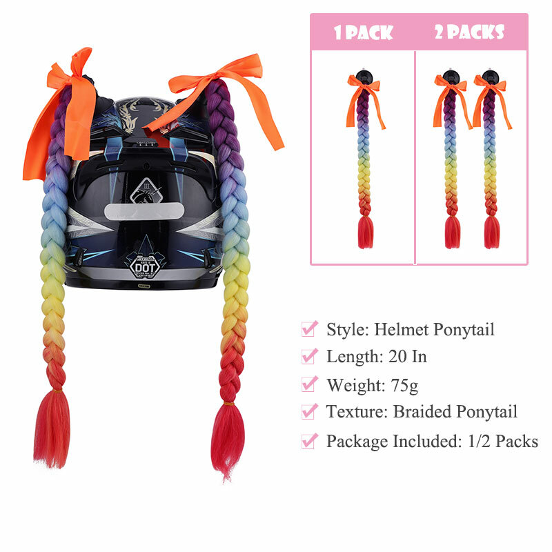 CLEARNACE Ombre Braided Ponytail Extensions Twist Pigtails for Motorcycle Helmet