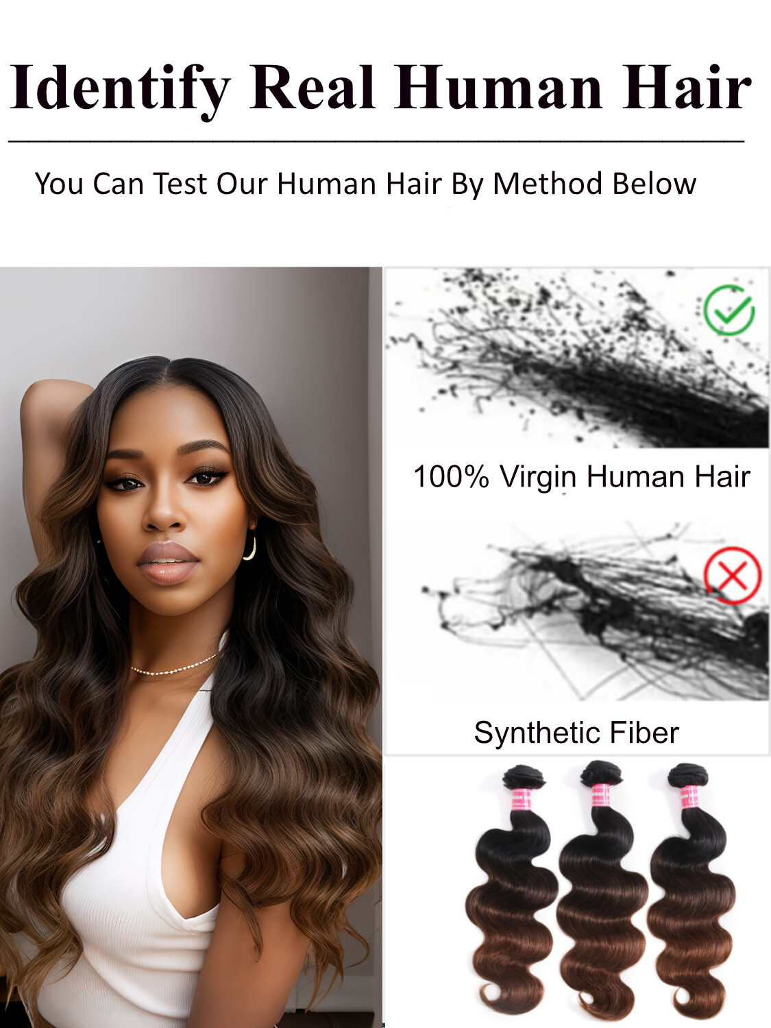 UNice Mongolian Ombre Chestnut Brown Body Wave 1/3 Bundles Human Hair Extensions
