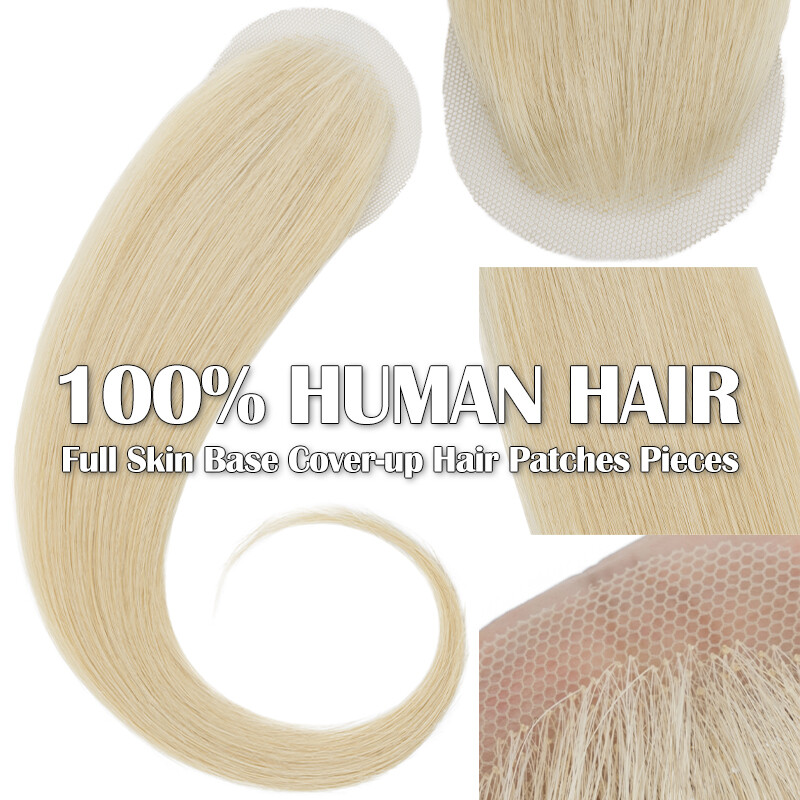 100% Human Hair Patch, Full Thin Skin Base Cover-up One Pieces for Hair Loss