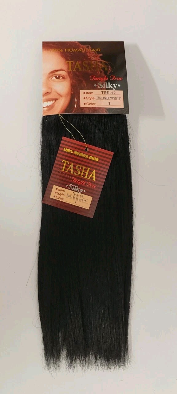 Tangle Free Tasha 12″ Silky Straight 100% Human Hair Weave extension #1 JetBlack