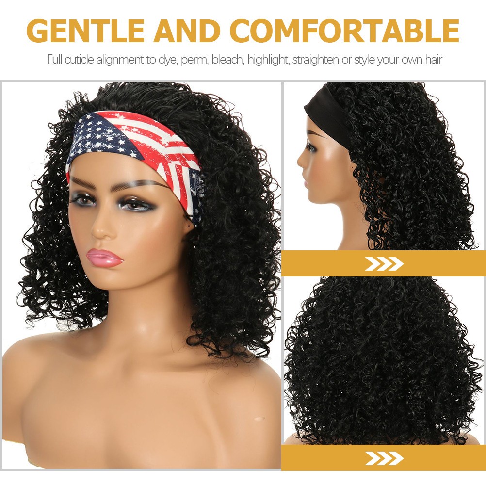 Headband Wig High Temperature Wire Black for Women Party 1Pack 16 Inches