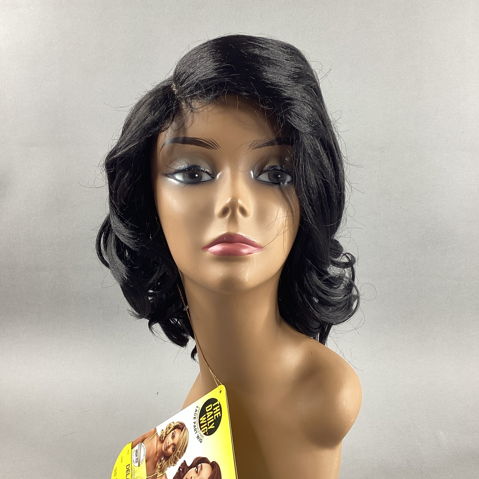 Delania Long Curly #1 Jet Black Premium Synthetic Lace Part Wig