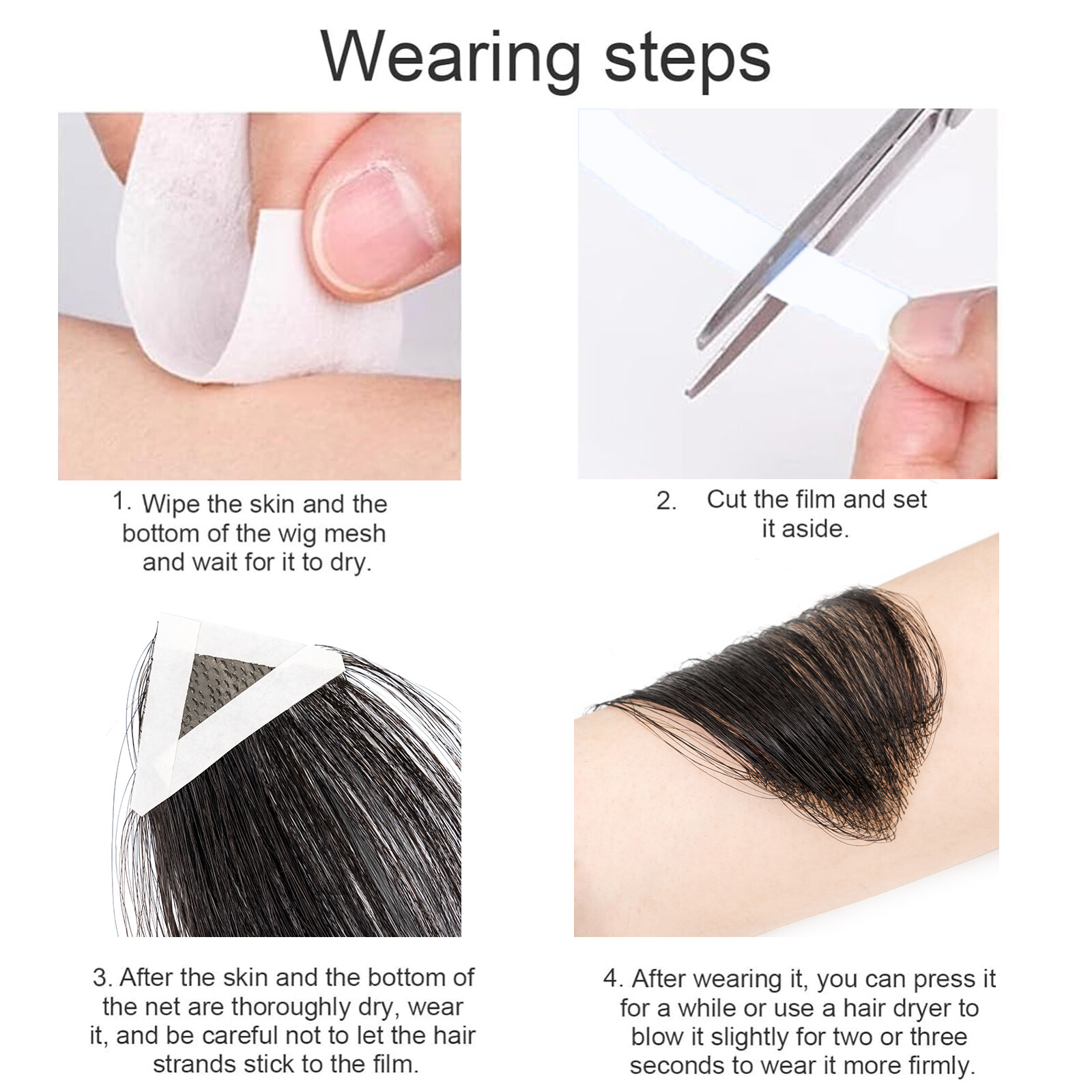Toupee Human Hair Mini Replacement System Ultra Thin Skin PU For Bald Spot 8*8cm