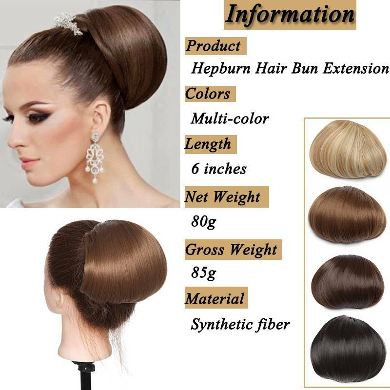 Straight Short Scrunchies as Hepburn Hair Bun Updo Extension Ponytail Hairpiece