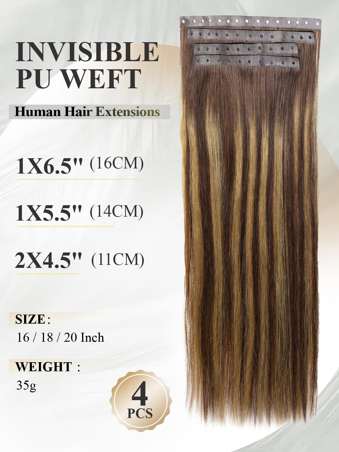 Hanne Fashion Invisible Weft Hair Extensions Human Hair Pu Skin Weft Micro Link
