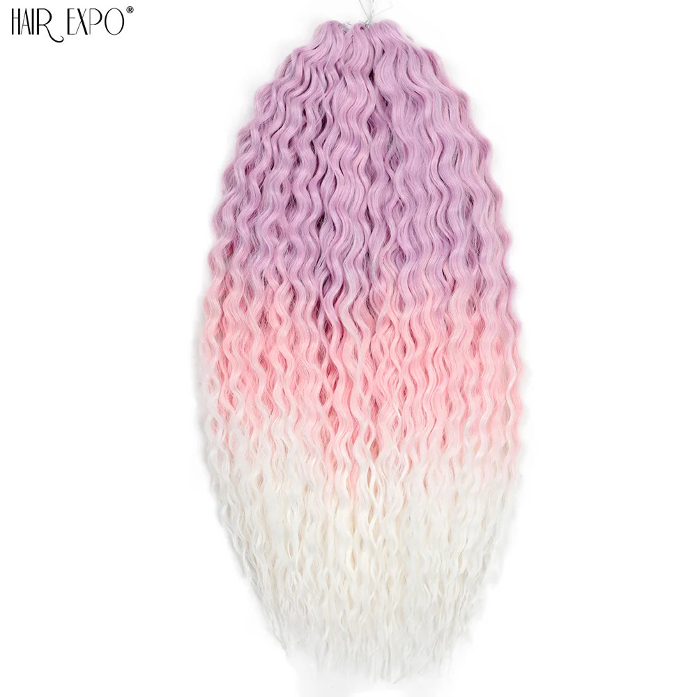 22 Inch Ombre Ariel Curl Crochet Hair Synthetic Deep Wave Braid Hair Extensions