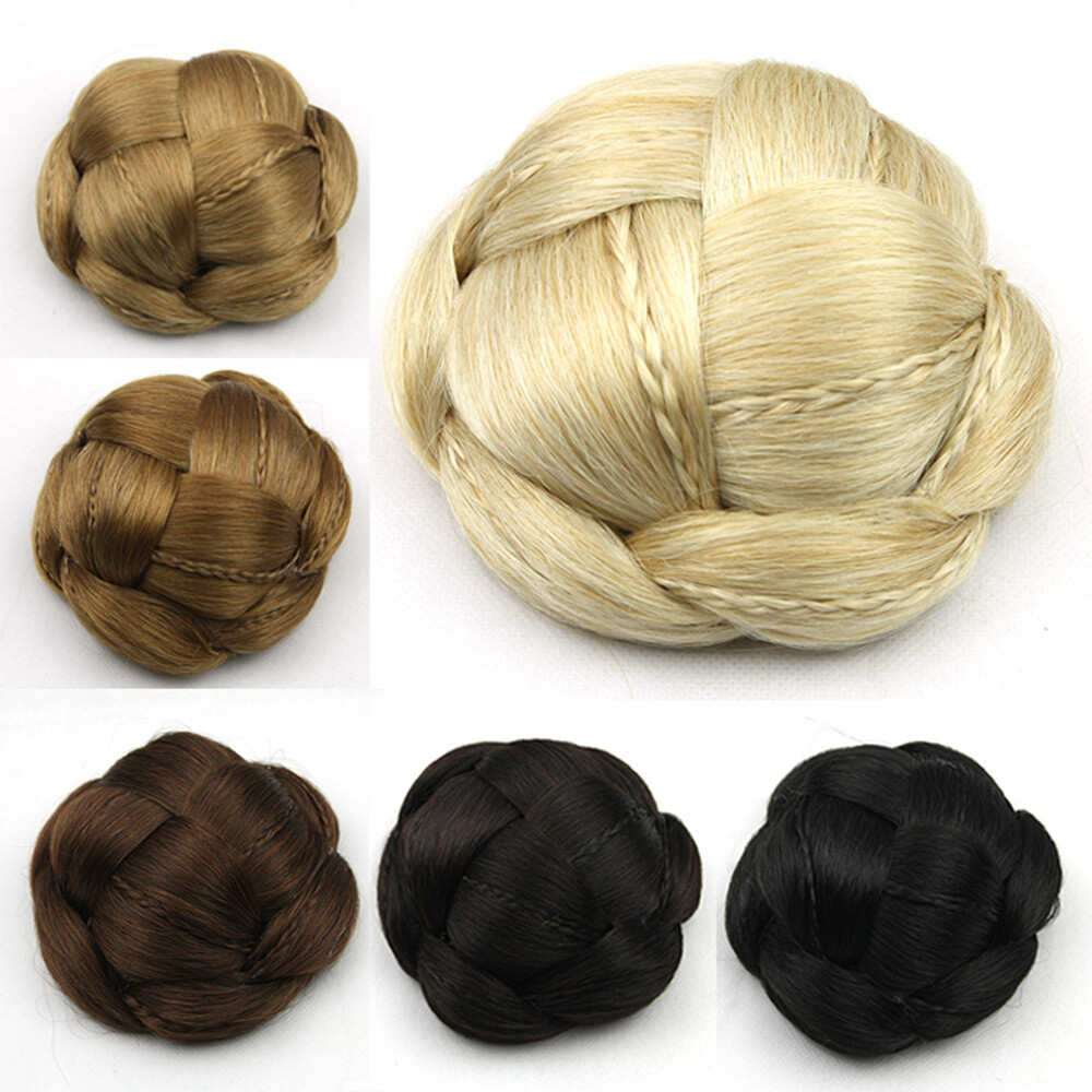Braids Bun Chignon for Women Brides Clip in Hairpiece Princess Hair Bun Wig Updo