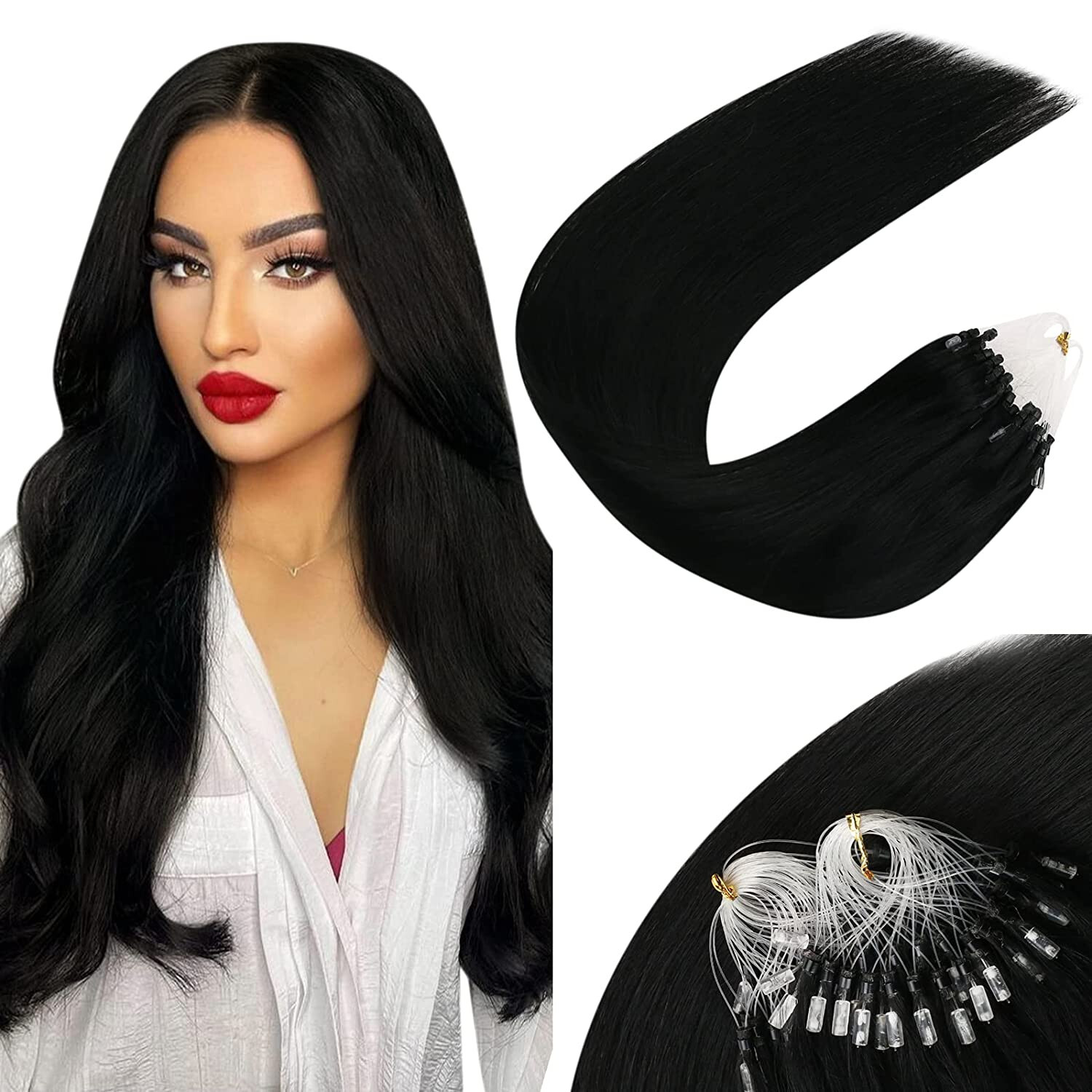 Micro Beads Hair Extensions Real Human Hair Micro Loop Link Remy Hair 16-26inch
