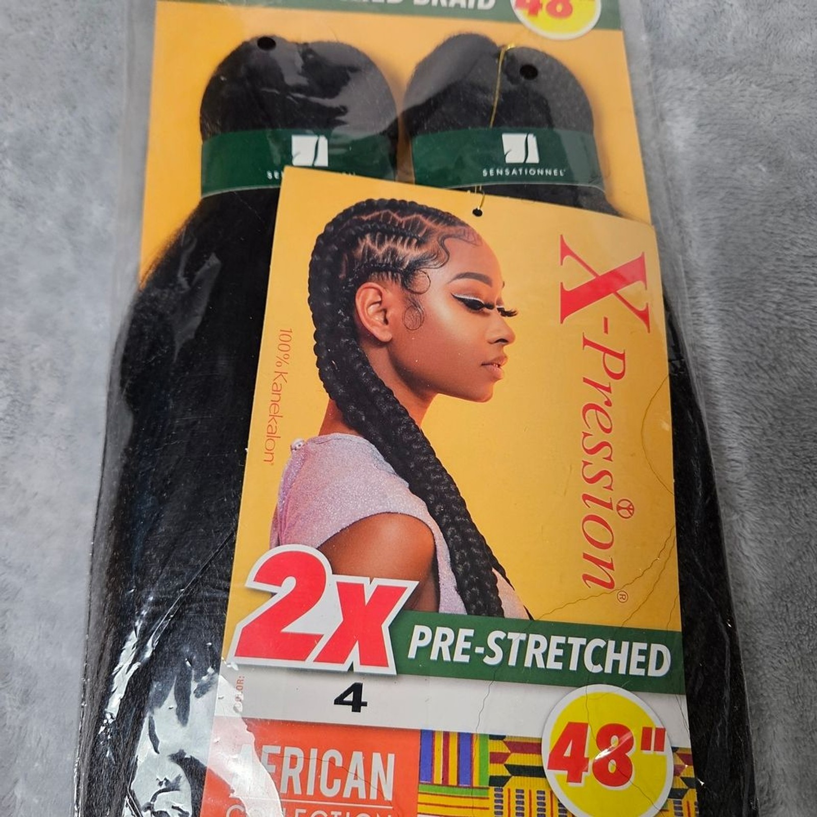 Sensationnel X-Pression 2X Pre-Stretched Braiding Hair 48” Kanekalon Color 1B, 4