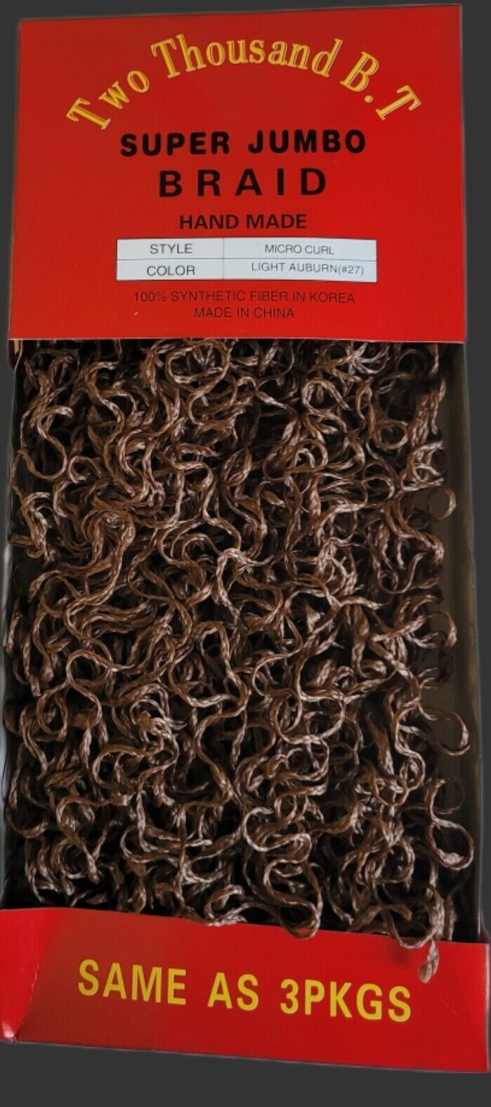 Handmade Crochet Super Jumbo Braid Micro Curl Light Auburn(27) same as 3pkgs